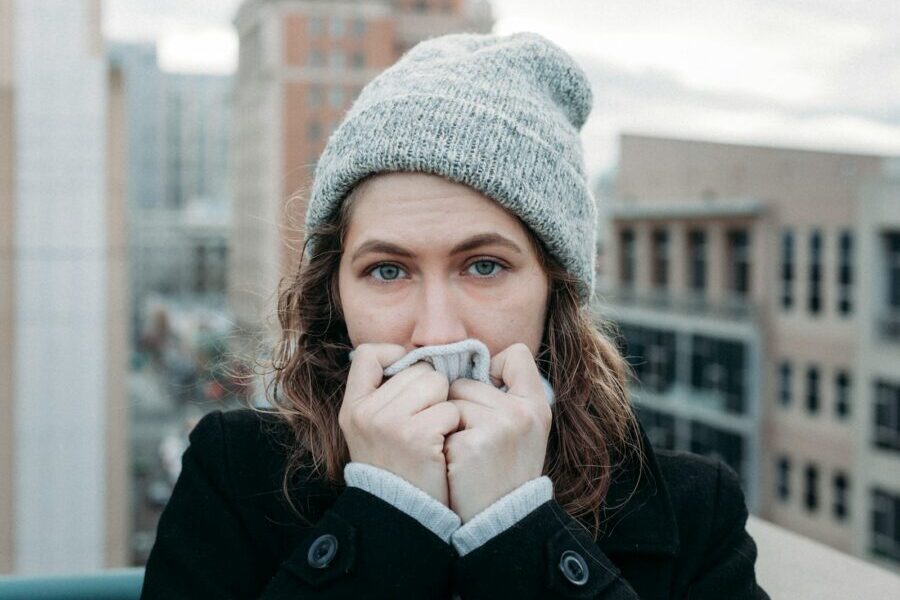 woman on top of the building photo