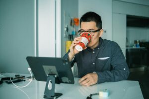 Employee looking at a screen