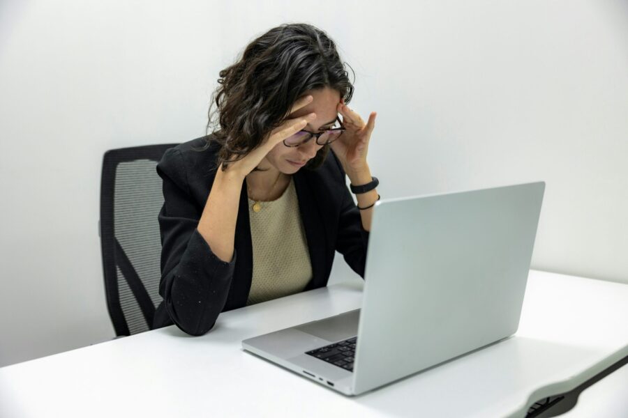 Stressed woman at work