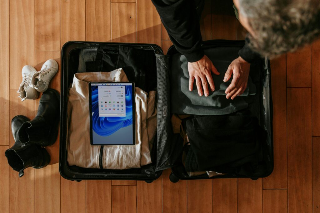 Man packing for business trip