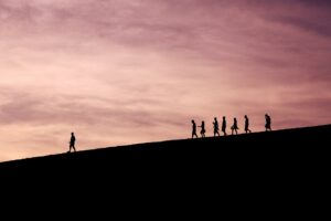 Man leading a group