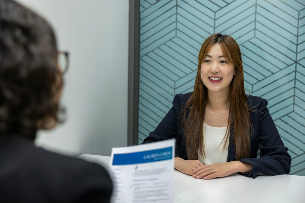 Woman in a job interview