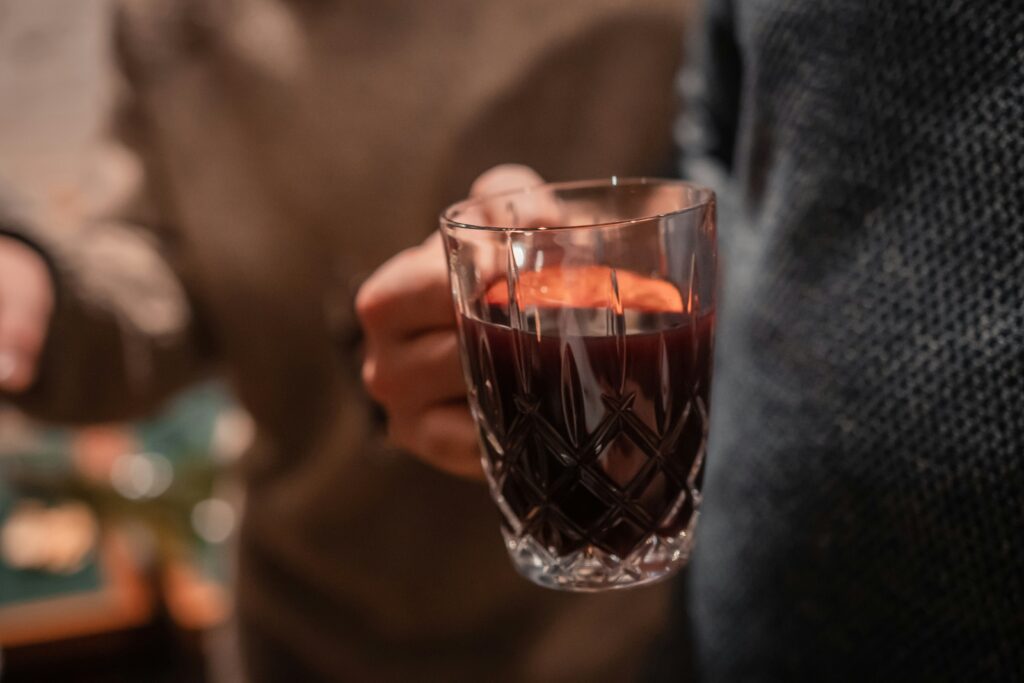 A glass of mulled wine