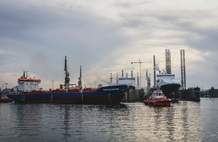 Ships at a shipyard.