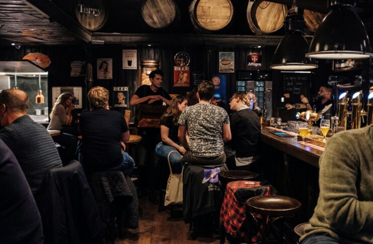 People in a pub.