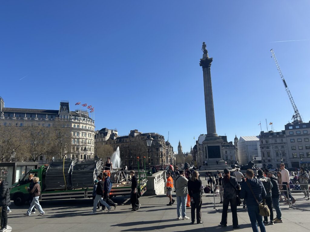 Trafalgar Square in London.