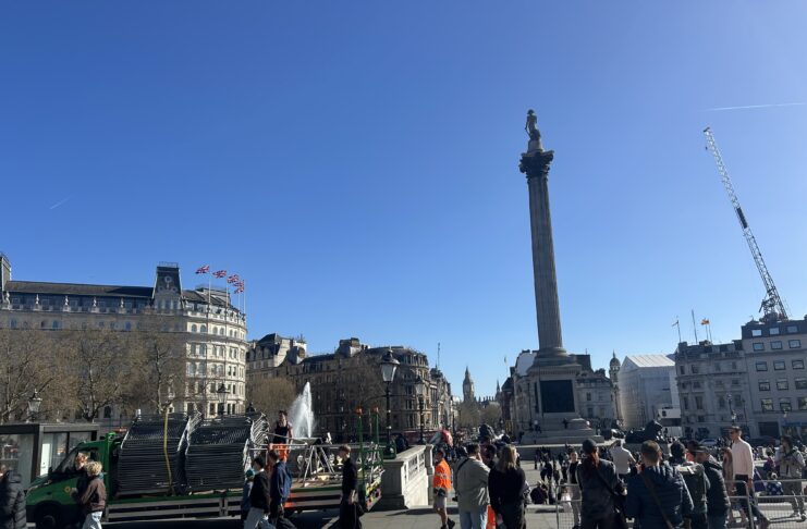 Trafalgar Square in London.