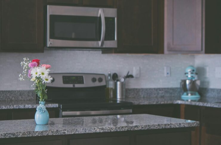 A granite kitchen worktop.
