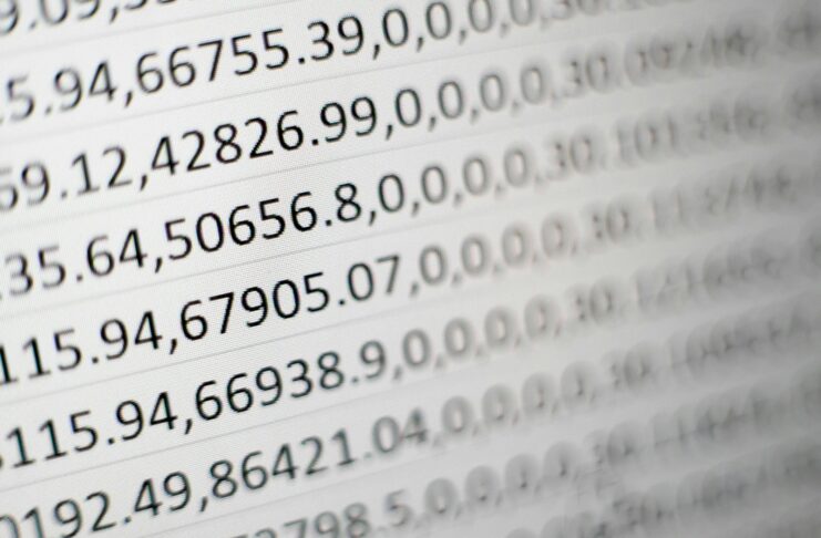 Numbers in a spreadsheet.